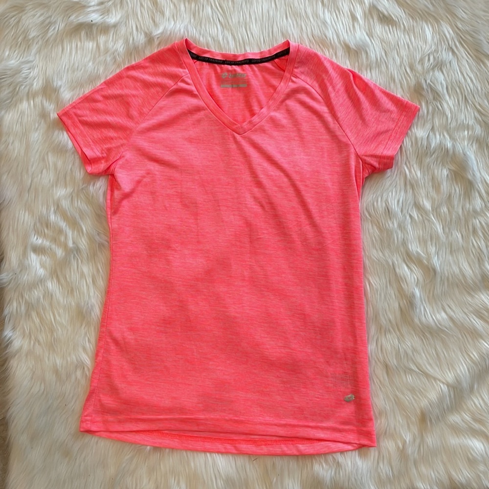 Coral Italian Sport Design Lotto Training Athletic T-Shirt (Small)
